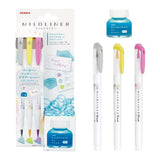 Zebra Mildliner Brush Twin-Tip Marker with No Moto Ink Bottle - Mild Blue