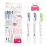 Zebra Mildliner Brush Twin-Tip Marker with Ink Bottle - Mild Baby Pink