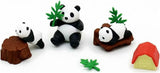 Iwako Puzzle Erasers - Pandas Set