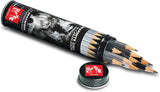 Caran d'Ache Graphite Line Grafwood Pencils in Metal Cylinder Assorted Set of 15