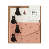 Midori Mini Letter Paper & Envelopes - Black Cats