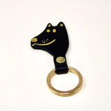 Dog Head Leather Keyring