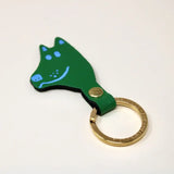 Dog Head Leather Keyring