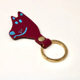 Dog Head Leather Keyring