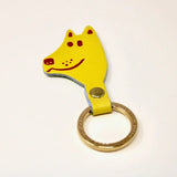 Dog Head Leather Keyring