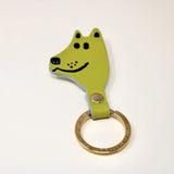 Dog Head Leather Keyring