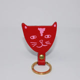 Cat Head Leather Keyring