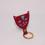 Cat Head Leather Keyring