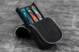 Galen Leather Magnum Opus 3 Slots Hard Pen Case with Removable Pen Tray - Black