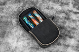 Galen Leather Magnum Opus 3 Slots Hard Pen Case with Removable Pen Tray - Black