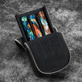 Galen Leather Magnum Opus 3 Slots Hard Pen Case with Removable Pen Tray - Black