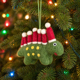 Green Dinosaur with Santa Hats Hanging Decoration