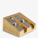 M+R Brass Brass Wedge 2 Hole Pencil Sharpener
