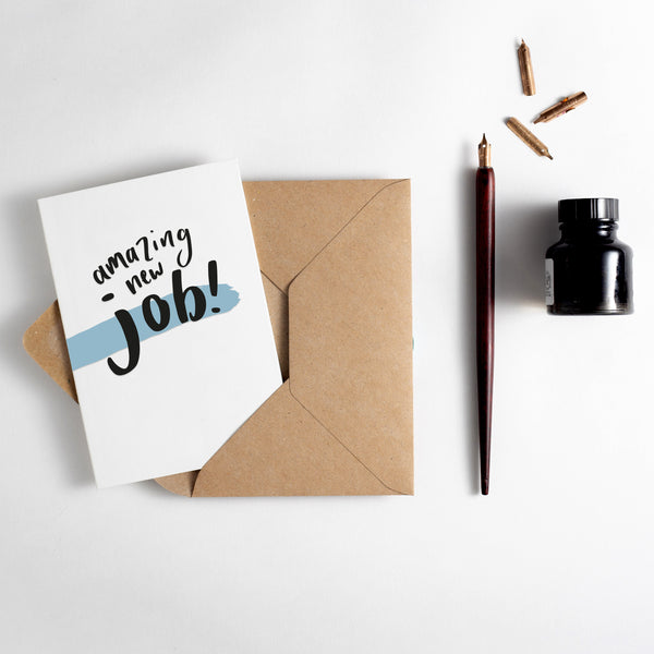Amazing New Job Brush Strokes Letterpress Card