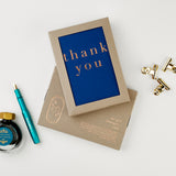 Thank You Blue Box of 8 Letterpress Cards