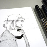 Kuretake ZIG Mangaka Cartoonist Set of 8 Black Pens