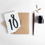 18 Birthday Letterpress Tall Number Card