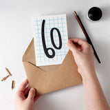 60 Tall Number Letterpress Birthday Card
