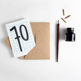 70 Tall Number Letterpress Birthday Card