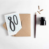 80 Tall Number Letterpress Birthday Card