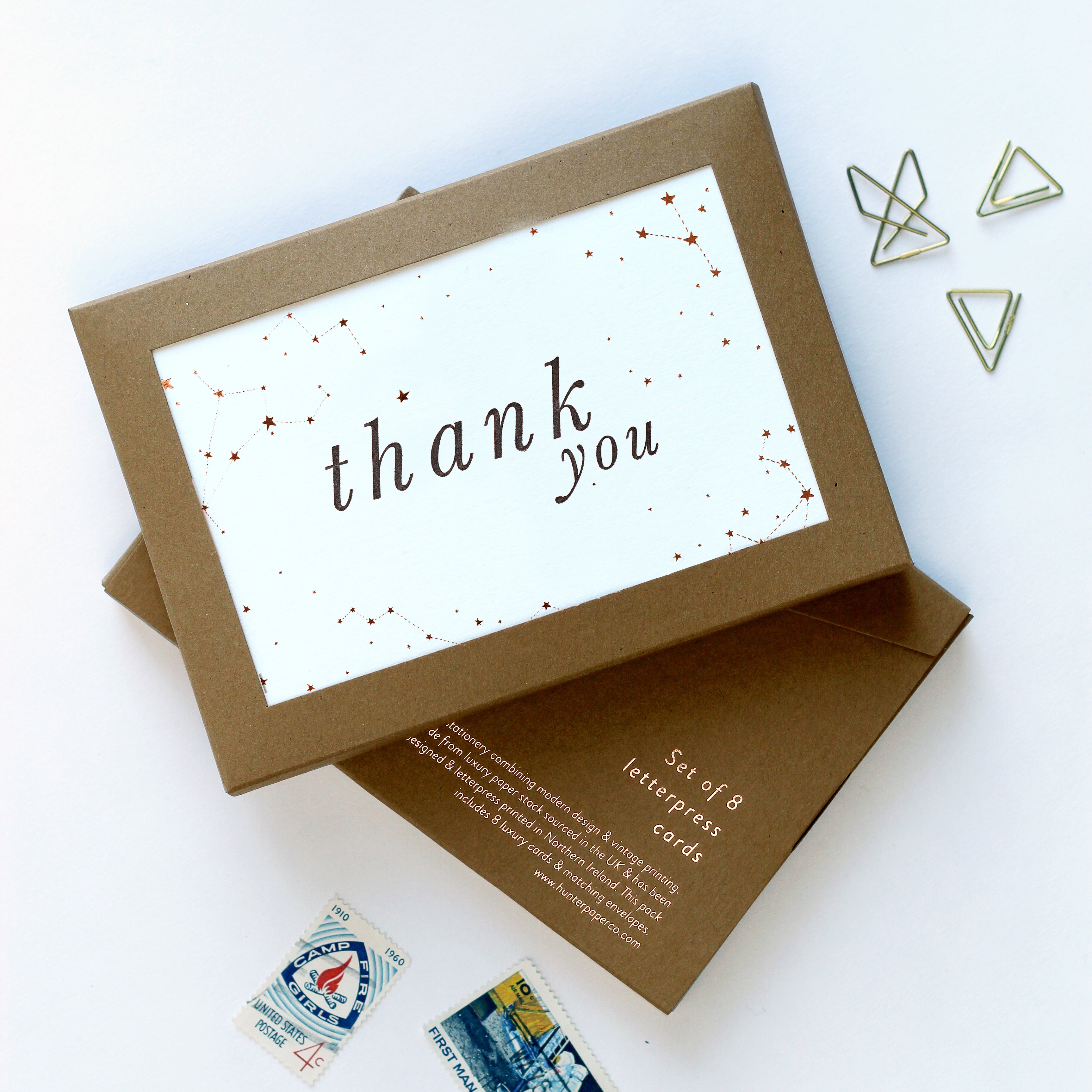 Constellation Box Of 8 Letterpress Thank You Cards, £12.00