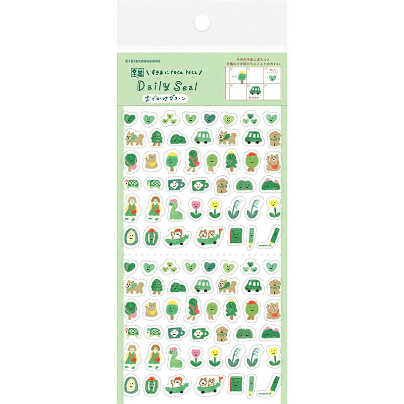Furukawashiko Daily Seal Stickers - Outing (Green)