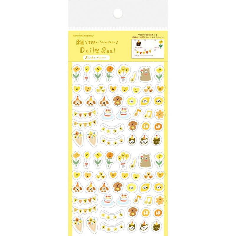 Furukawashiko Daily Seal Stickers - Celebration (Yellow)
