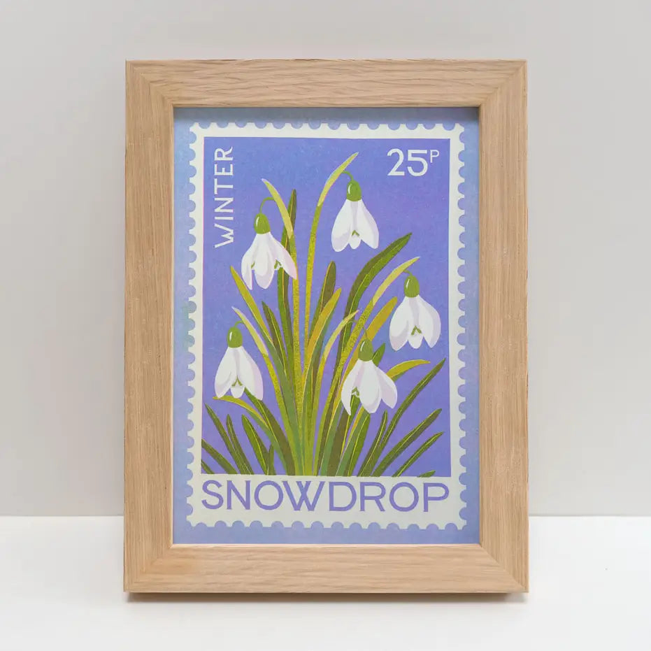 Snowdrop Stamp - A5 Risograph Print