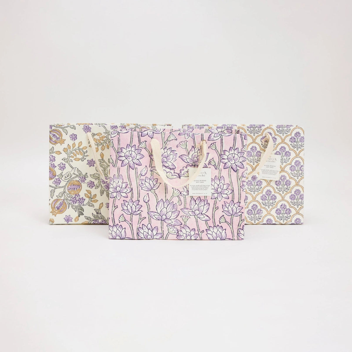 Medium Hand Marbled Gift Bags - Lavender