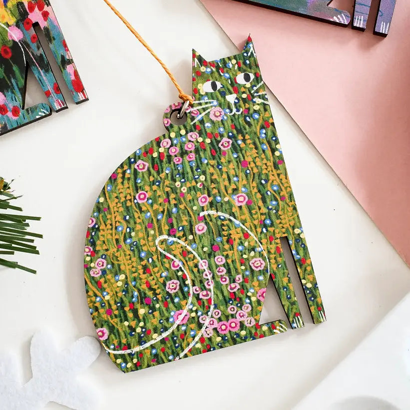 Niaski Wooden Cat Hanging Decoration - Guscat Klimt