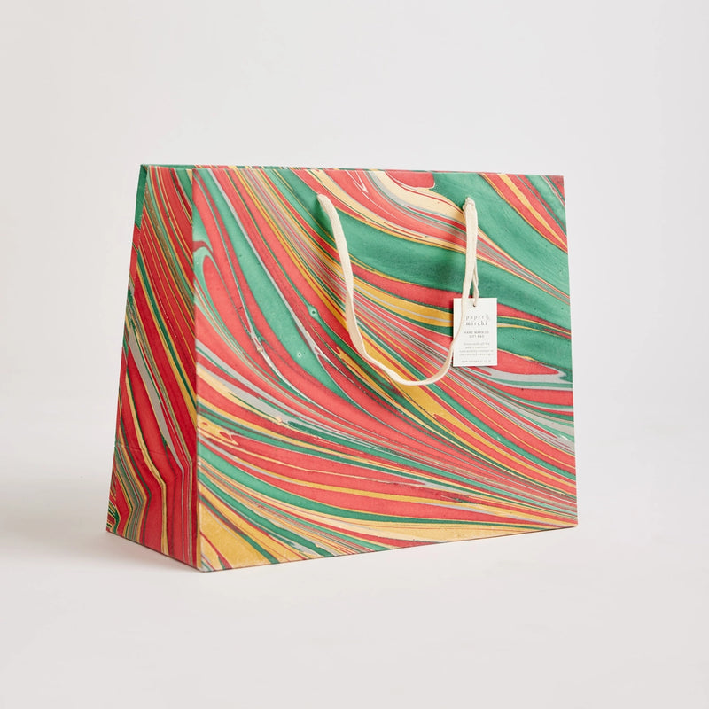 Hand Marbled Christmas Glitz Large Gift Bag