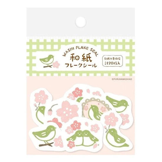 Furukawashiko Spring Flake Stickers - Brush Warbler
