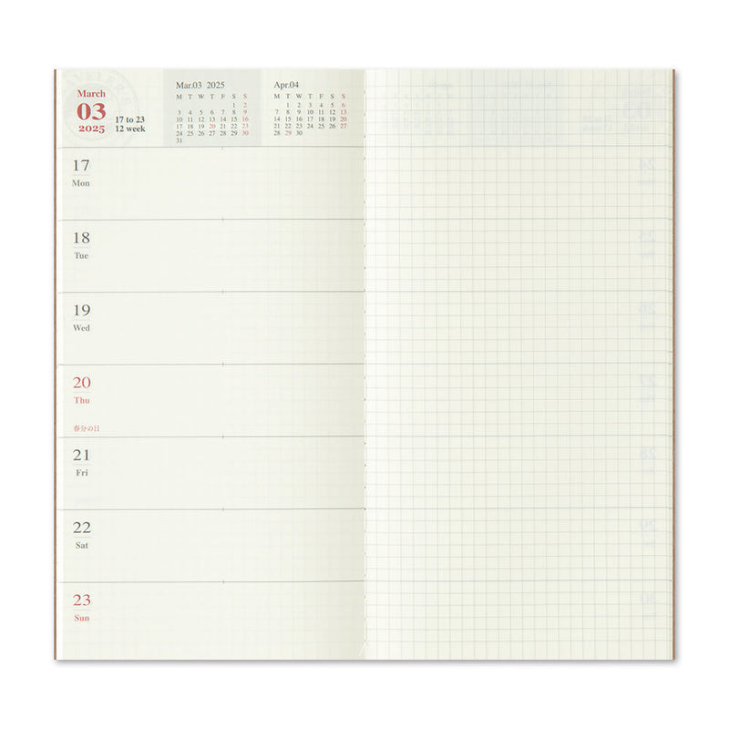 TRAVELER'S Notebook Refill: 2025 Diary Weekly & Memo Pre-Order