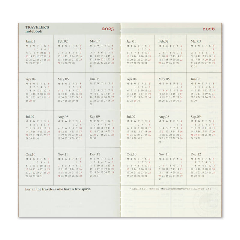 TRAVELER'S Notebook Refill: 2025 Diary Weekly Vertical Pre-Order