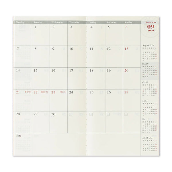 TRAVELER'S Notebook Regular Refill: 2026 Monthly Diary