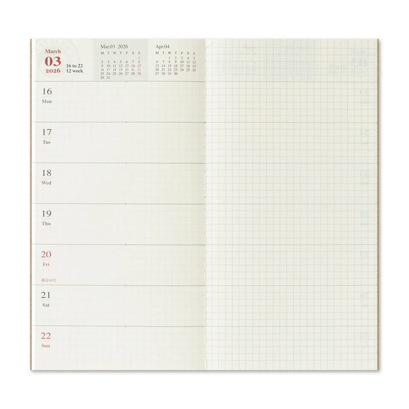 TRAVELER'S Notebook Regular Refill: 2026 Weekly Diary