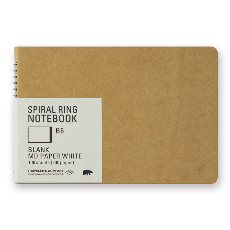 Traveler's Company Spiral Ring Notebook B6 - MD White Blank