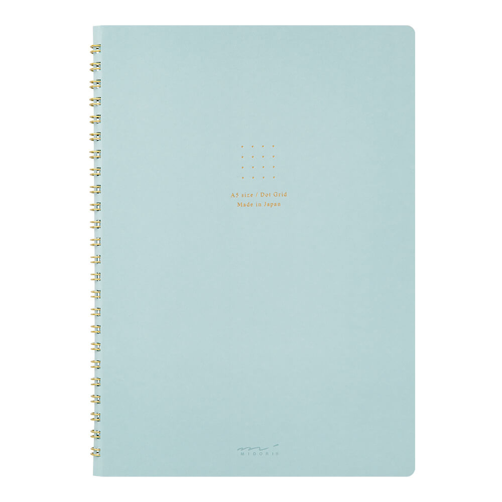 Midori A5 Dot Grid Wirebound Notebook Blue