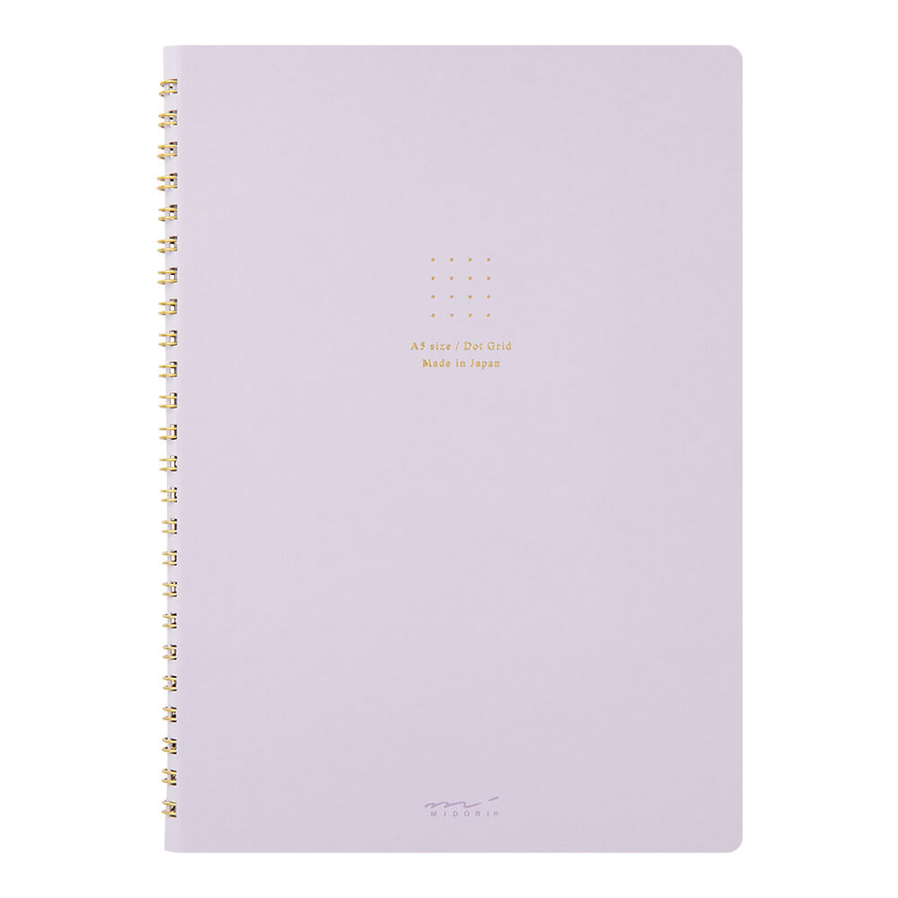 Midori A5 Dot Grid Colour Wirebound Notebook Purple