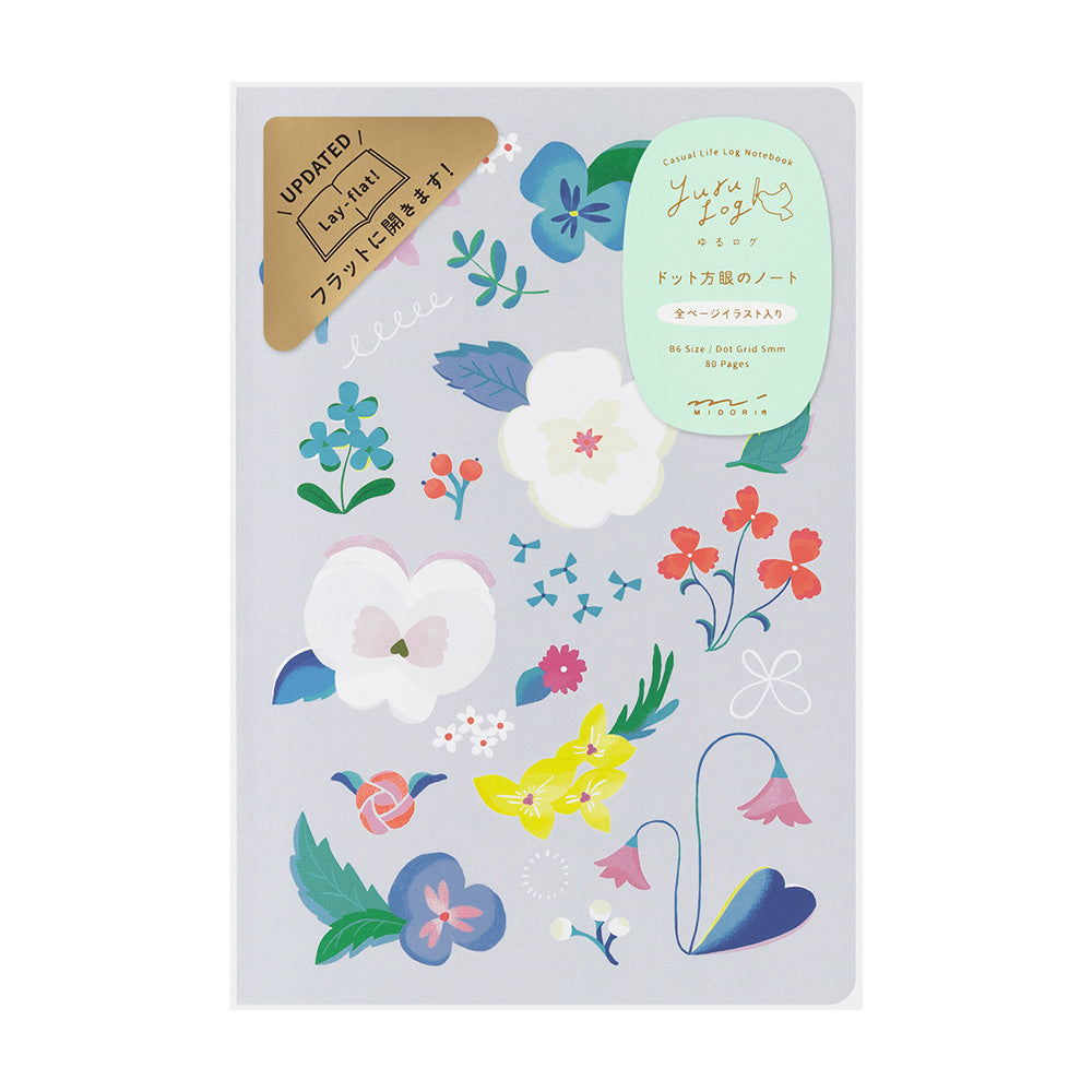Midori Yuru Log Notebook - B6 - Floral