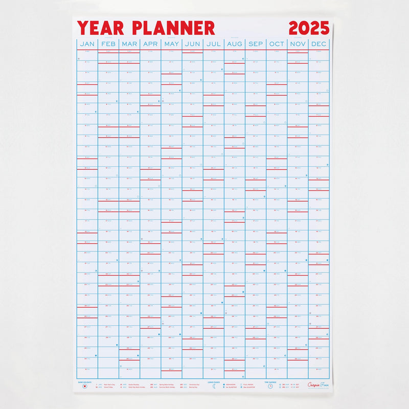 Crispin Finn 2025 Year Wall Planner - Portrait View