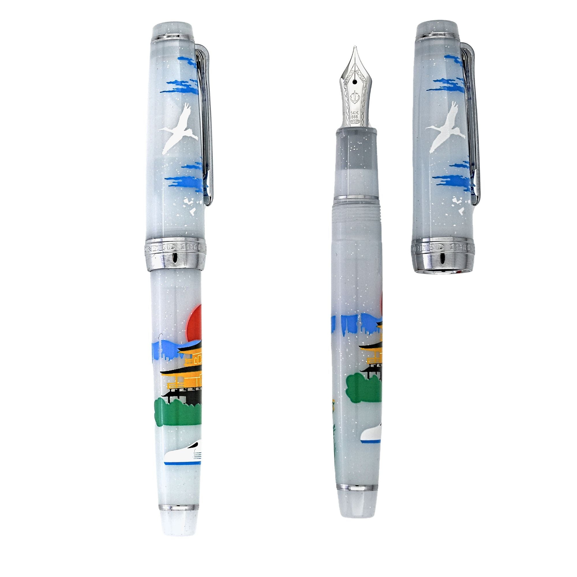 Sailor 万年筆 HOSCAL 14K 1979 silver plated Sailor Nihon Express 14k Gold Nib Fountain Pen, $292.74