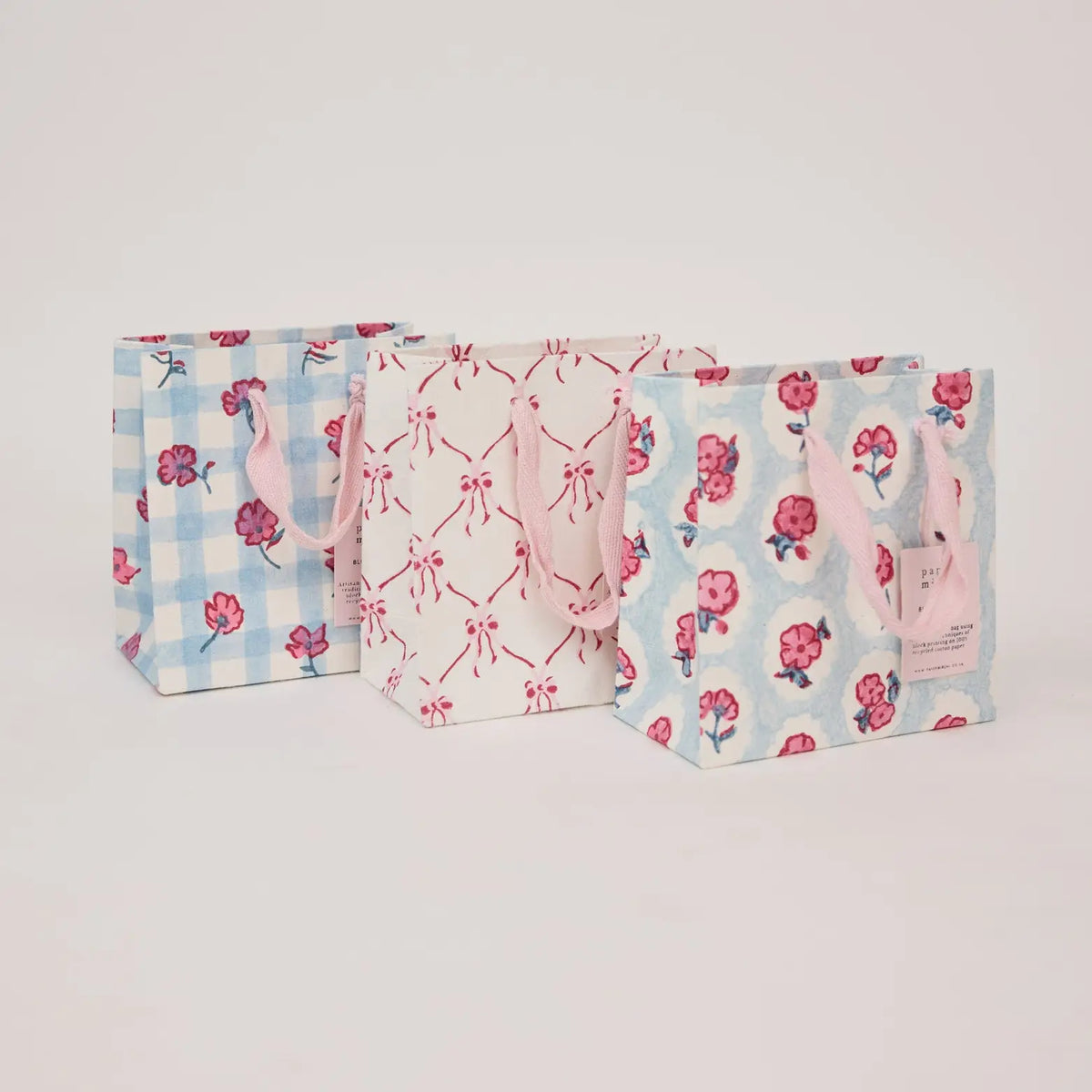 Small Hand Block Printed Pink Sorbet Gift Bags