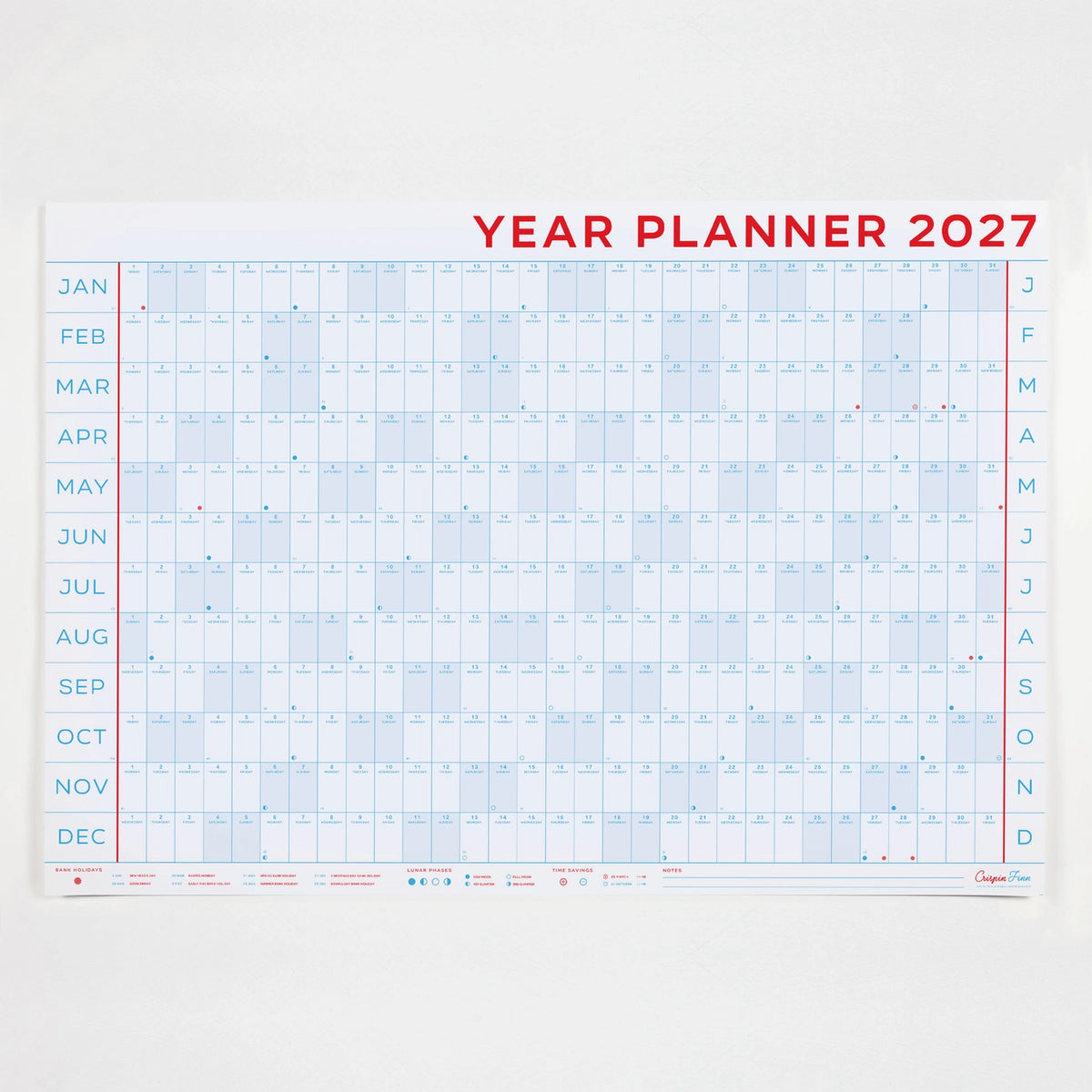 Crispin Finn 2027 Year Wall Planner - Landscape View