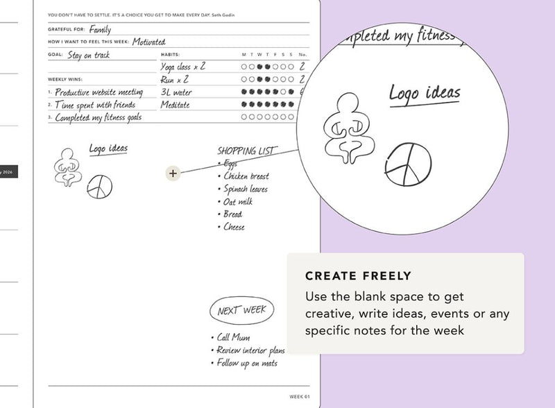 MiGoals 2026 A5 Weekly Notes Diary