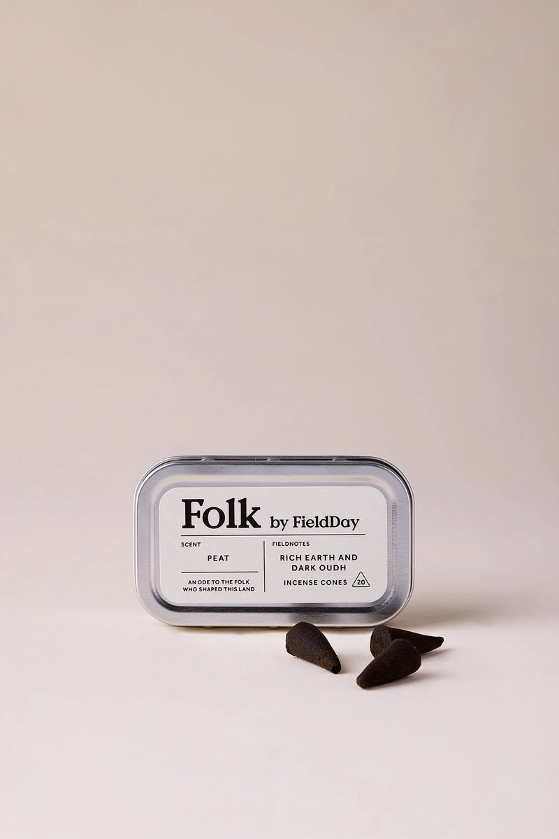 FieldDay Peat Folk Tin of Incense Cones - Rich Earth and Dark Oudh