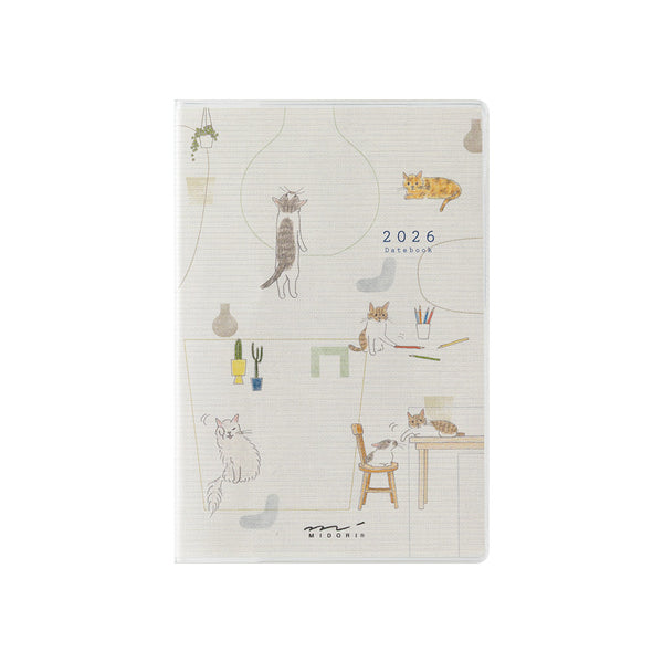 Midori Mini Pocket Monthly Diary 2026 - Cat