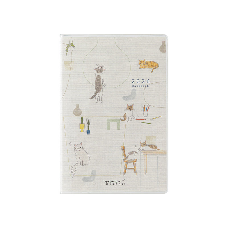 Midori Mini Pocket Monthly Diary 2026 - Cat