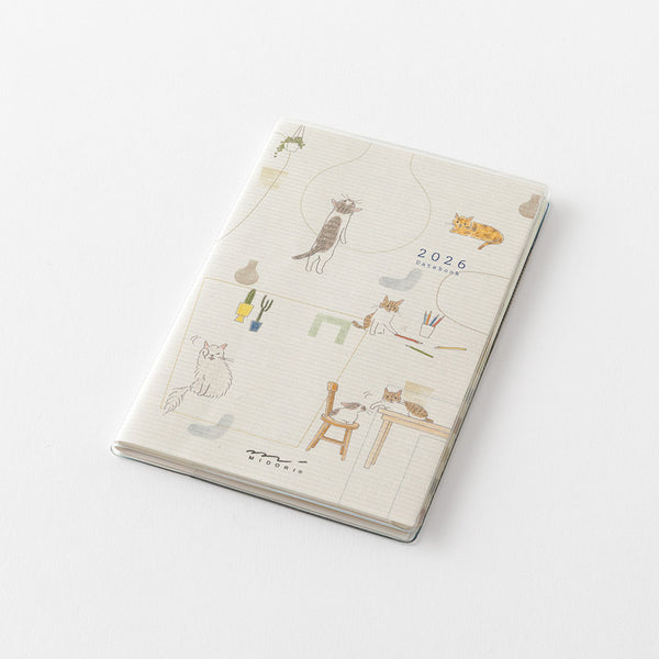Midori Mini Pocket Monthly Diary 2026 - Cat