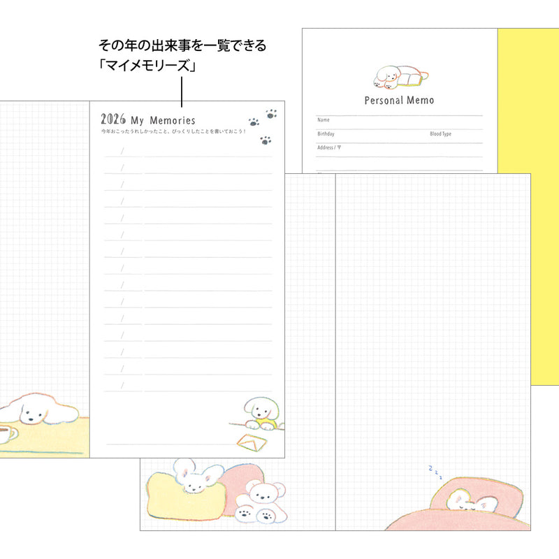 Midori Slim Pocket Monthly Diary 2026 -  Dog